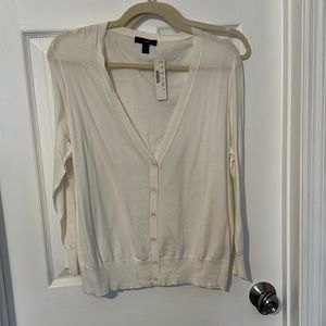 J Crew think white cardigan